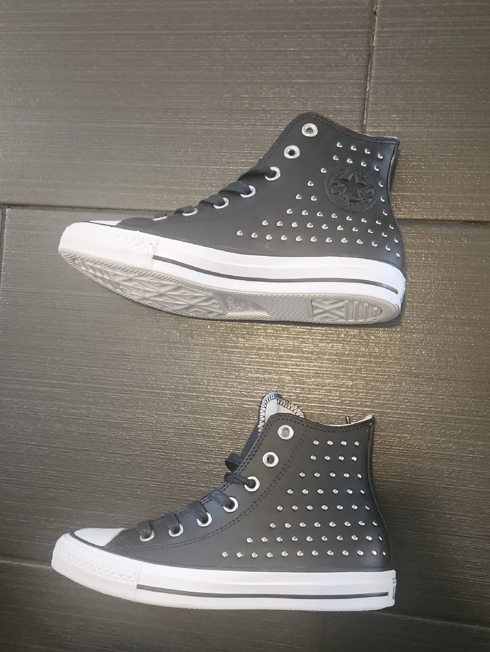 New Converse Black Studded High-Top Sneakers - Picture 5 of 9